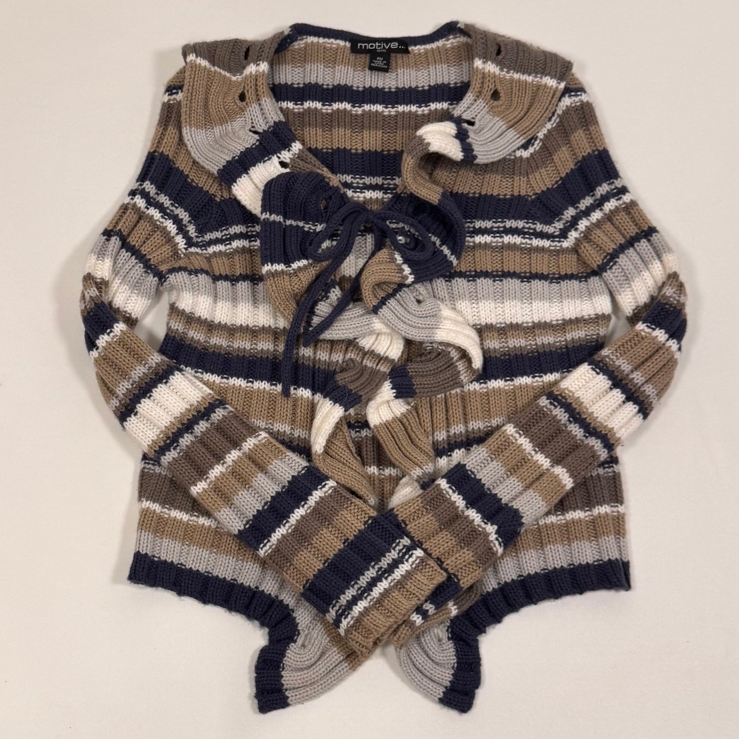 Striped Tie Front Sweater