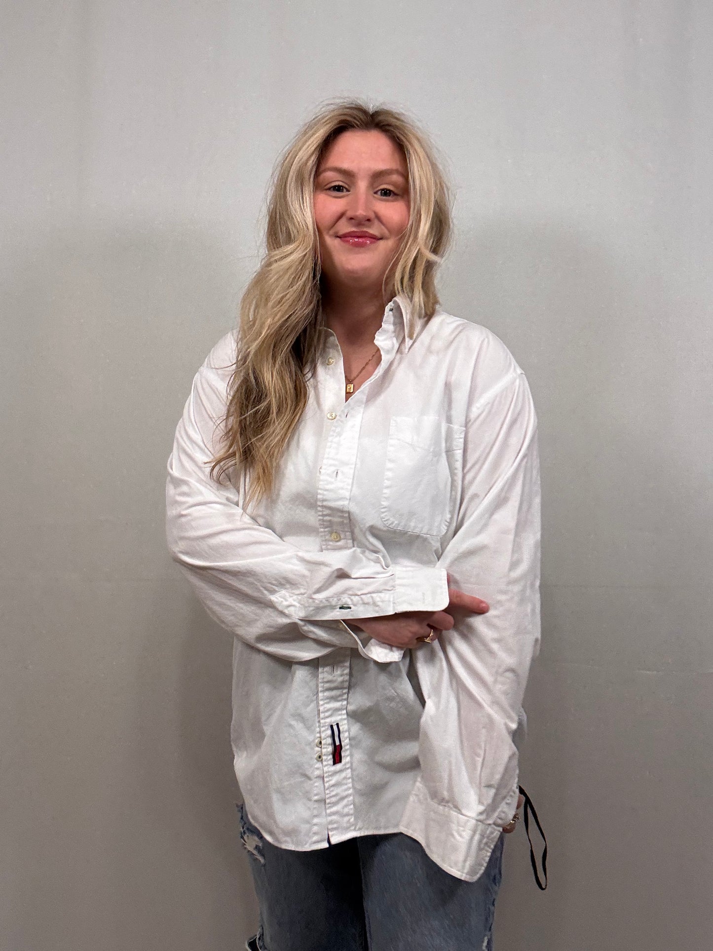 White Boyfriend Button Down