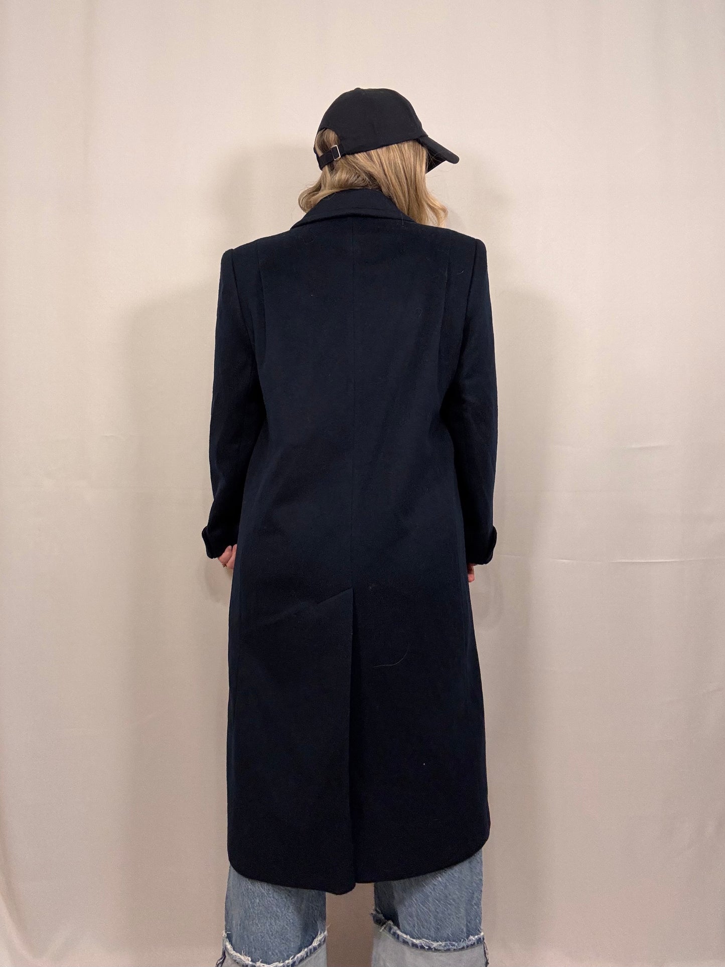 Navy Brushed Wool Overcoat