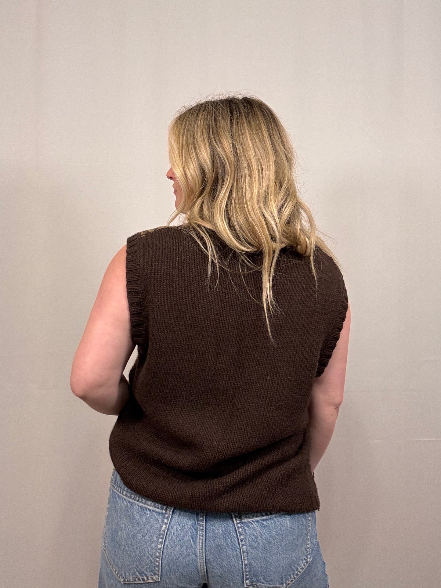 Brown Houndstooth Sweater Vest